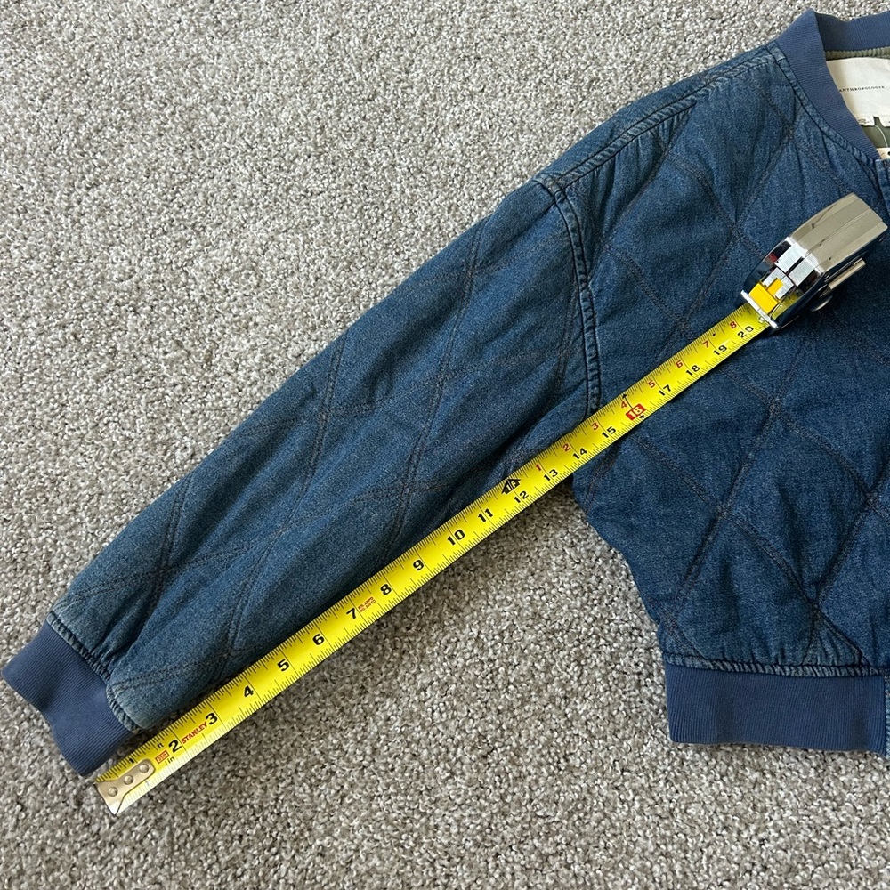 Anthropologie Lindy Quilted Denim Bomber Jacket in Indigo size Medium - Picture 12 of 15